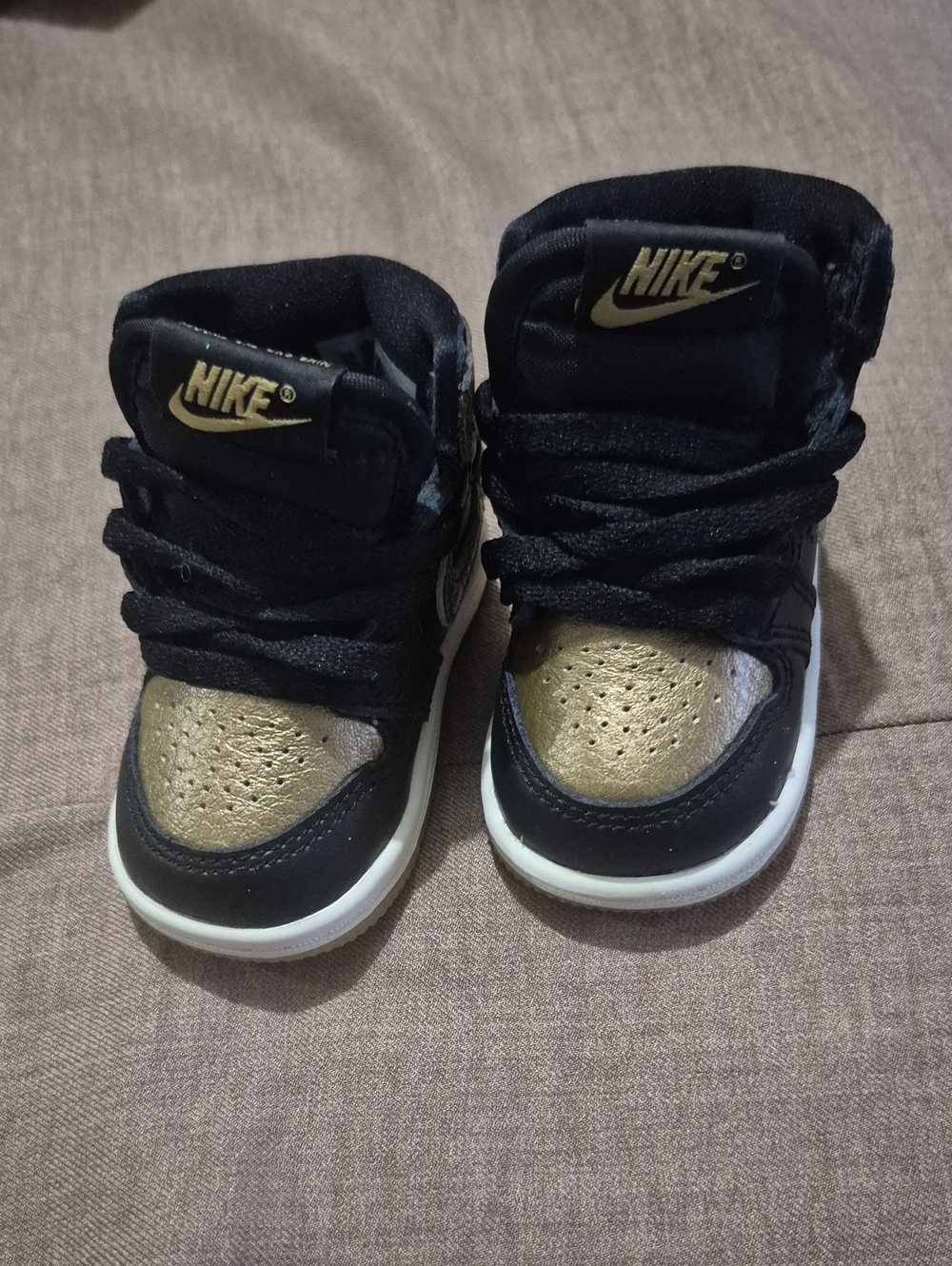 Nike Kids Black and Gold High-Top Sneakers